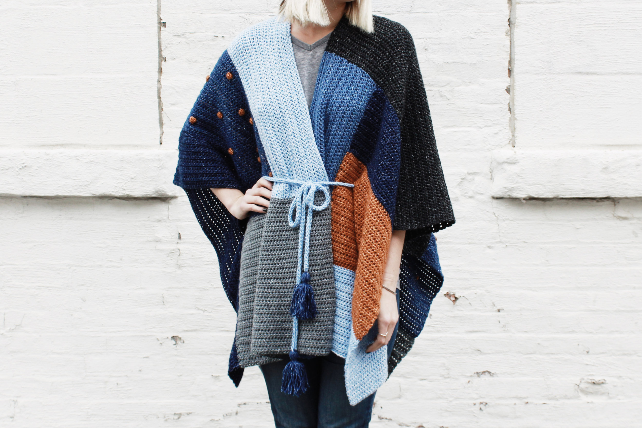 Shades of Indigo Poncho — Two of Wands